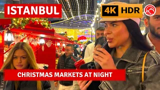 HDR Istanbul Christmas Markets At Night Türkiye 2024 Walking Tour|4k 60fps