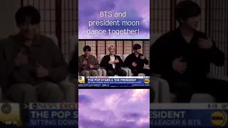 bts and president moon dance together.문재인 대통령, bts와 미국 abc(gma)와 인터뷰 중 함께 춤을.