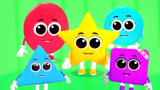 Five Little Shapes Jumping On The Bed, Nursery Rhyme and Cartoon Video for Kids