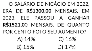 VOCÊ SABE RESOLVER QUESTÕES DE PORCENTAGEM?  TENTE RESPONDER ESSA  QUESTÃO ENTÃO!