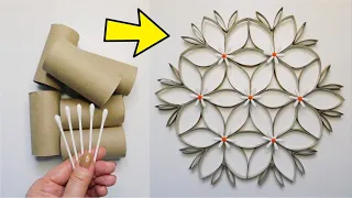Super Easy Wall Decor with Flowers DIY 💐 How to Reuse Toilet Paper Rolls / Handmade Crafts for You 😃