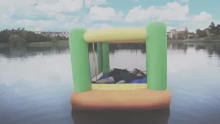 I Spent the Night on a Lake in a Bouncy Castle & It Was Too Much Fun (Sleep on a Lake Challenge)