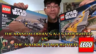 Mandalorian N-1 Starfighter Lego Star Wars 75325 and Naboo Starfighter 7877 speed build and review.