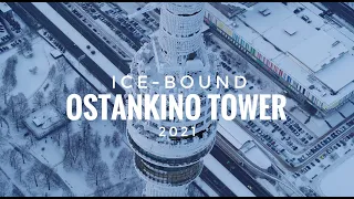 Ice-bound Ostankino Tower by Pushkin Fly Team /Обледенелая Телебашня Останкино Москва с дрона футаж