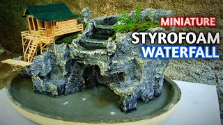 Amazing waterfall ideas mini landscape with Styrofoam - CLIFF WATERFALL DIORAMA