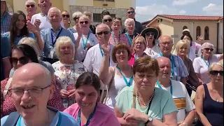 Our Lady of Knock on the steps of St James Church Medjugorje