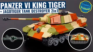 King Tiger + Tank Destroyer 2in1 - PzKpfw VI Tiger II -  Sluban  B0980 (Speed Build Review)