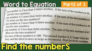 P2 of 3: Numerical Ability Worksheet 28: Number Problems | Word to Equation