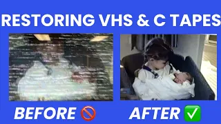 VHS-C Video Tape VCR Head Cleaning Before and After Damaged and Restored by Got Memories