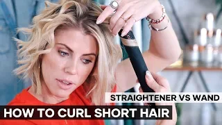 How To Curl Hair With A Straightener VS Wand | SHORT HAIR