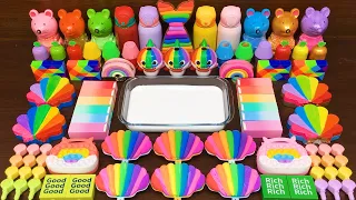 RAINBOW SEASHELL !!!Mixing Random Things into GLOSSY slime !!!Satisfying Video #138