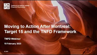 TNFD Webinar - Moving to Action After Montreal: Target 15 and the TNFD Framework