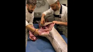 big Marlin fish cutting/sea food/ foodyworld