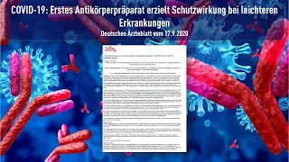 COVID-19: Erstes Antikörperpräparat erzielt Schutzwirkung bei leichteren Erkrankungen