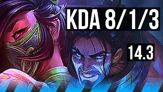 AKALI vs SYLAS (MID) | 8/1/3, 6 solo kills, Dominating | NA Master | 14.3