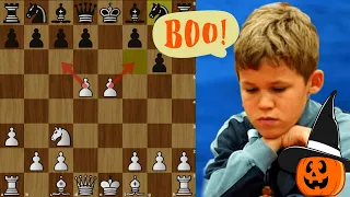 Соперник В ШОКЕ! 12-ти летний Магнус Карлсен применяет Гамбит Хэллоуин