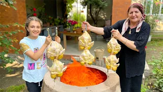 Grandma Fried Delicious Chickens in the Tandoor! Try once, you will always do