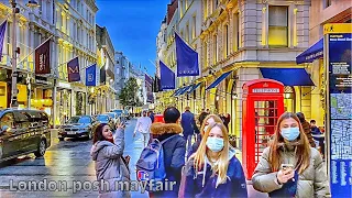 London HDR 4K | London Posh MAYFAIR Walking Tour | London WINTER Rain Walk- 2022