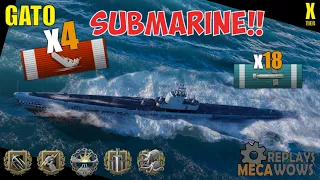 Submarine Gato 4 Kills & 140k Damage | World of Warships Gameplay