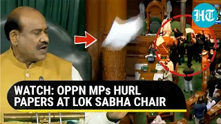 Lok Sabha MPs from Opposition throw papers, placard at Speaker | Rahul Disqualification Row