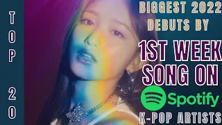 [TOP 20] BIGGEST 2022 SONG DEBUT BY KPOP ARTISTS ON SPOTIFY | 1ST WEEK