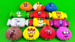 Hunting Numberblocks in Seashell, Big Candy with Rainbow CLAY Coloring! Satisfying ASMR Videos