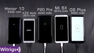 Huawei P20 Pro vs Sony Xperia XZ2 Compact vs Honor 10 vs Xiaomi Mi 6X vs Moto G6 Plus Battery Test