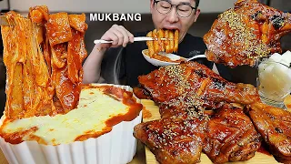 ASMR MUKBANGㅣSpicy Tteokbokki & Spicy Grilled ChickenㅣEATING SHOW