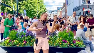 PEOPLE CLAPPING AND DANCING to A-HA TAKE ON ME - Sommershow JULY 2022 - OSLO Violin - Kirsti Hille