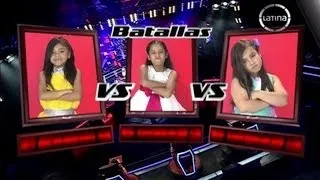 Marjorie, Luz y Valeria cantan Enamorada de mi país - La Voz Kids Perú - Las Batallas - Temporada 1