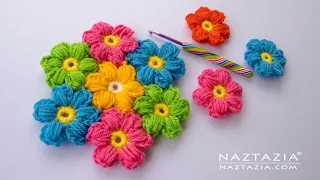 How to Crochet Easy Puff Flower and Connect Them Together Using the Join As You Go Method