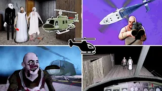 Best Helicopter Escape Endings - Granny New Update Vs Granny 2 Vs Psychopath Hunt 2 Vs Mr Meat 2