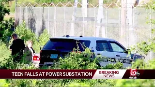 Teen climbing on power lines falls at substation