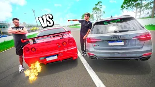 O GRANDE RACHA ENTRE MEU AUDI RS4  VS SKYLINE R34