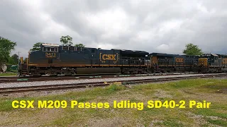 CSX Autorack Train M209 with 3471, 3214 Passes Idling SD40-2 Pair