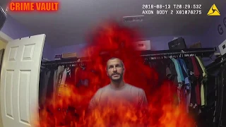 Chris Watts burning as he lies to police about his missing family