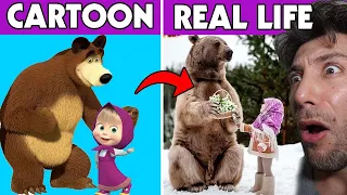 MASHA AND THE BEAR CHARACTERS IN REAL LIFE! MASHA AND THE BEAR AT CLOWN MOTEL CEMETERY