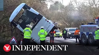 Somerset: Double-decker bus pulled from grass following crash