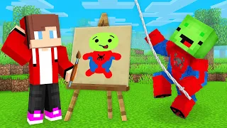 JJ Use DRAWING MOD To SPIDER MAN Prank for Mikey in Minecraft! - Maizen