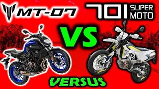 🔴YAMAHA MT 07 (VS) HUSQVANA 701 SUPERMOTARD🔥 / NAKED 🆚 SUPERMOTO / VERSUS / JOTA BIKER