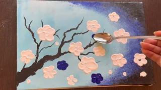 Spoon painting technique | painting blossom | acrylic painting