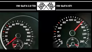 VW Golf 6 2.0 TDI VS. VW Golf 6 GTI - Acceleration 0-100km/h