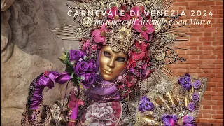 Venice Carnival 2024, masks at the Venice Arsenal and St. Mark's 4K