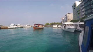 Speedboat Departs Kuda Bandos Island and Arrives Male Island, Maldives