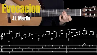 Evocacion - Jose Luis Merlin. Guitar Lesson + TAB
