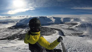 Кукисвумчорр  Вид сверху и спуск на сноуборде