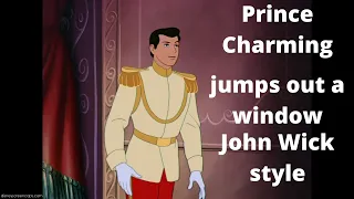 prince charming jumps out the open window John wick Style