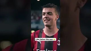 Daniel Maldini shares a moment with his father Paolo Maldini after winning Serie A title