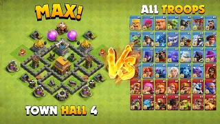 Town Hall 4 Max VS All 1 Max Troops | Super Troops | Clash of Clans @Krazy4Clash