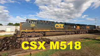 CSX 518 with 906 & 3234 in Athens - Lots of Train Horn